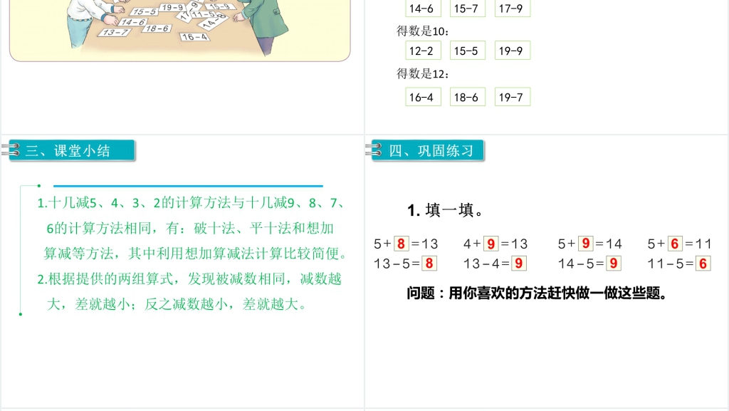一年级数学下册第2单元20以内的退位减法第7课时十几减5、4、3、2PPT课件 一年级数学下册第2单元20以内的退位减法第7课时十几减5、4、3、2PPT课件
