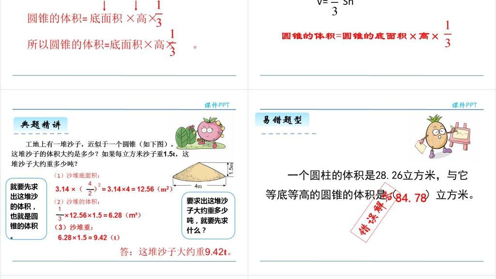 小学六年级数学圆锥的体积PPT课件 小学六年级数学圆锥的体积PPT课件