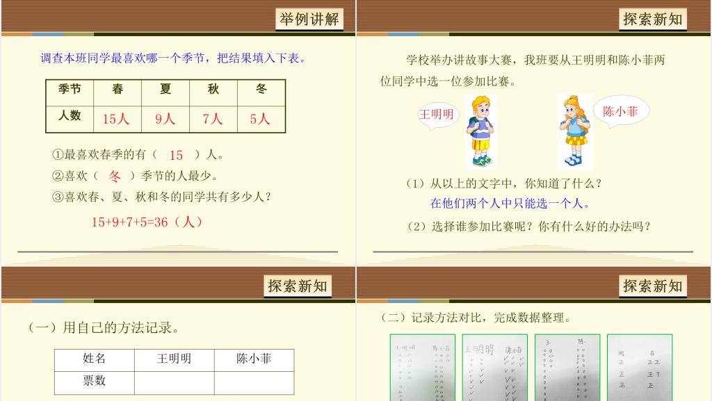 人教版数学不同方法整理数据PPT课件 人教版数学不同方法整理数据PPT课件