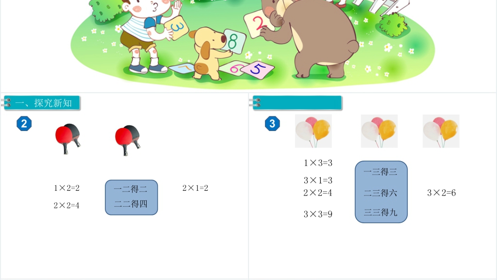 二年级数学上册第4单元表内乘法(一)第4课时2、3、4的乘法口诀(1)PPT课件 二年级数学上册第4单元表内乘法(一)第4课时2、3、4的乘法口诀(1)PPT课件