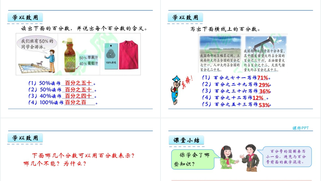 人教版六年级数学上册第6单元百分数(一)1百分数的意义和读写PPT模板 人教版六年级数学上册第6单元百分数(一)1百分数的意义和读写PPT模板