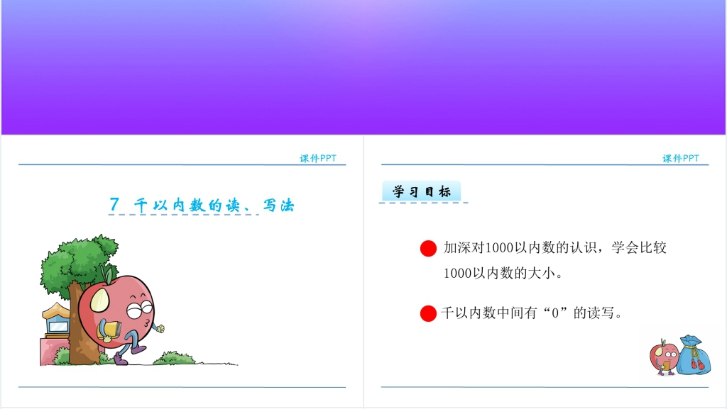 人教版二年级数学下册千以内数的读、写法PPT