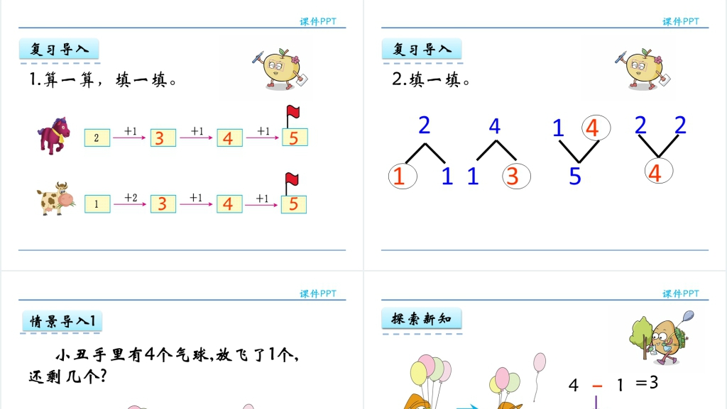人教实验版一年级数学上册第3单元1~5的认识和加减法6减法PPT课件 人教实验版一年级数学上册第3单元1~5的认识和加减法6减法PPT课件