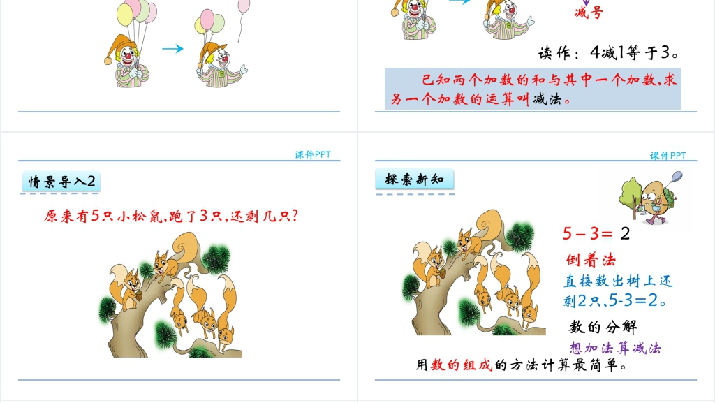 人教实验版一年级数学上册第3单元1~5的认识和加减法6减法PPT课件 人教实验版一年级数学上册第3单元1~5的认识和加减法6减法PPT课件