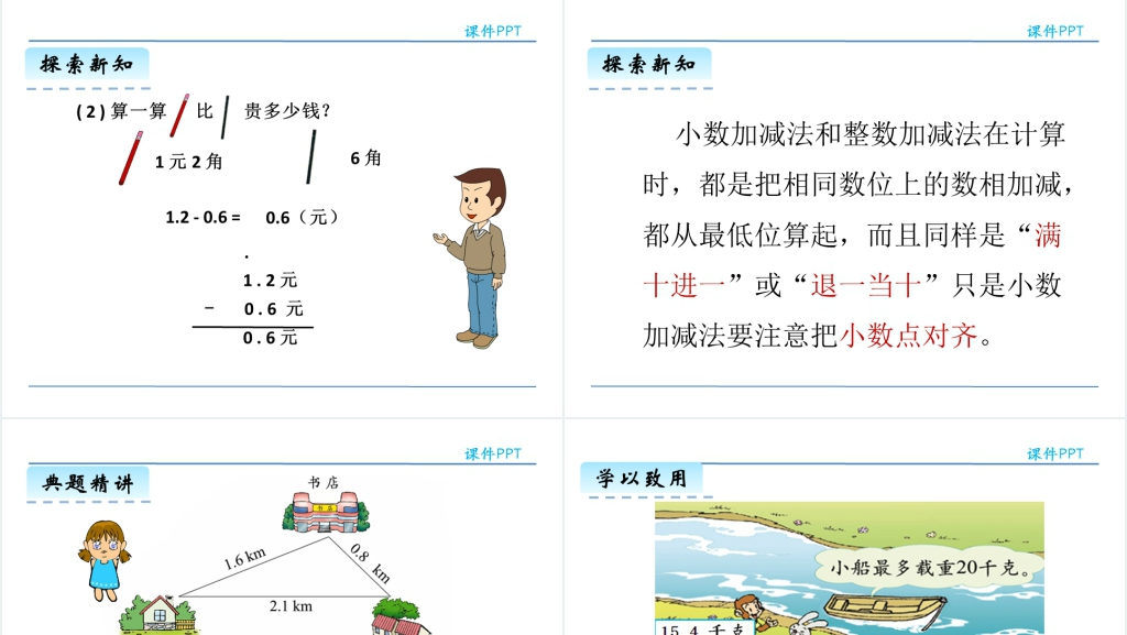 人教版三年级下册简单的小数加减法PPT课件 人教版三年级下册简单的小数加减法PPT课件