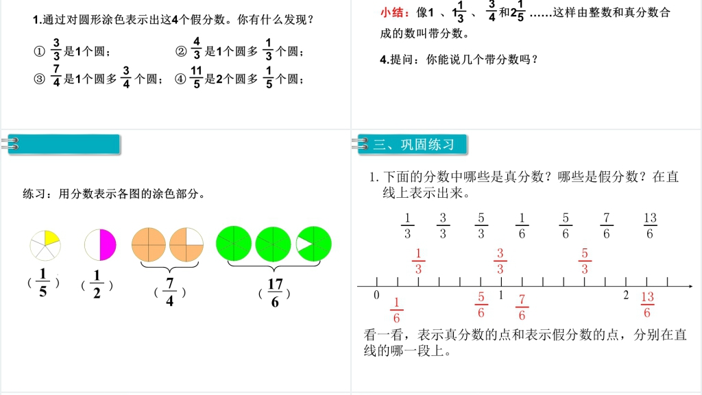 五年级数学下册真分数和假分数PPT课件