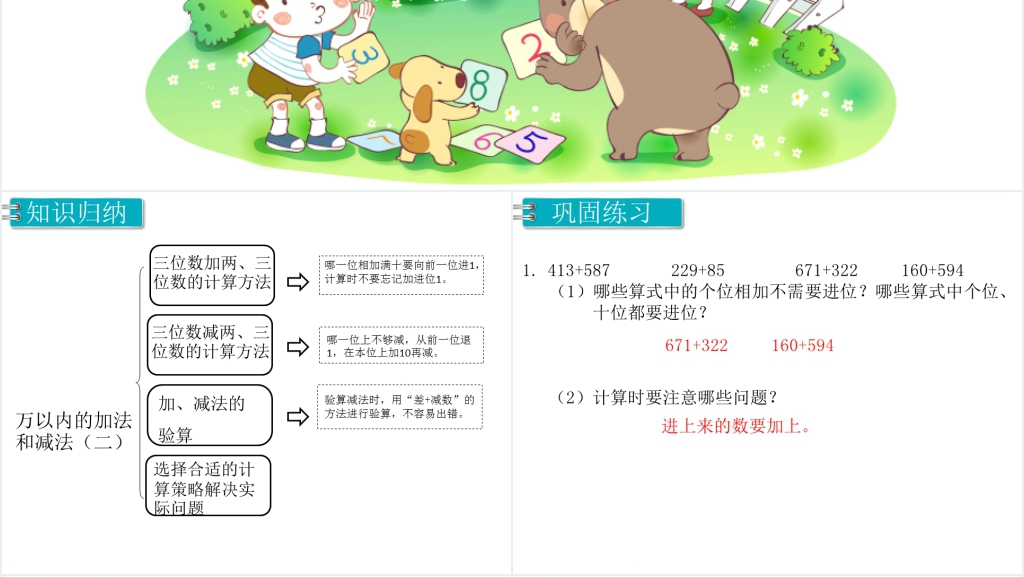 二年级数学上册万以内的加法和减法一复习课PPT 二年级数学上册万以内的加法和减法一复习课PPT