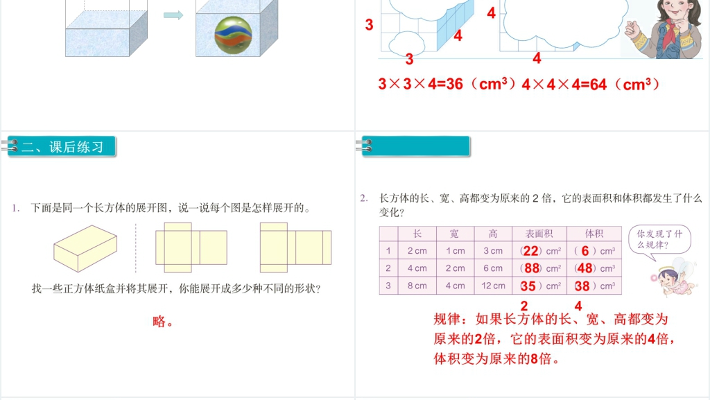 五年级数学下册长方体和正方体整理与复习PPT课件 五年级数学下册长方体和正方体整理与复习PPT课件