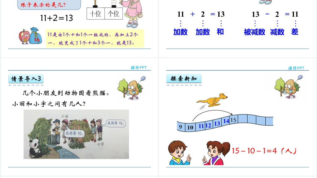 人教实验版一年级数学上册第6单元关于十加几、十几加几(不进位)和相应的减法PPT课件 人教实验版一年级数学上册第6单元关于十加几、十几加几(不进位)和相应的减法PPT课件