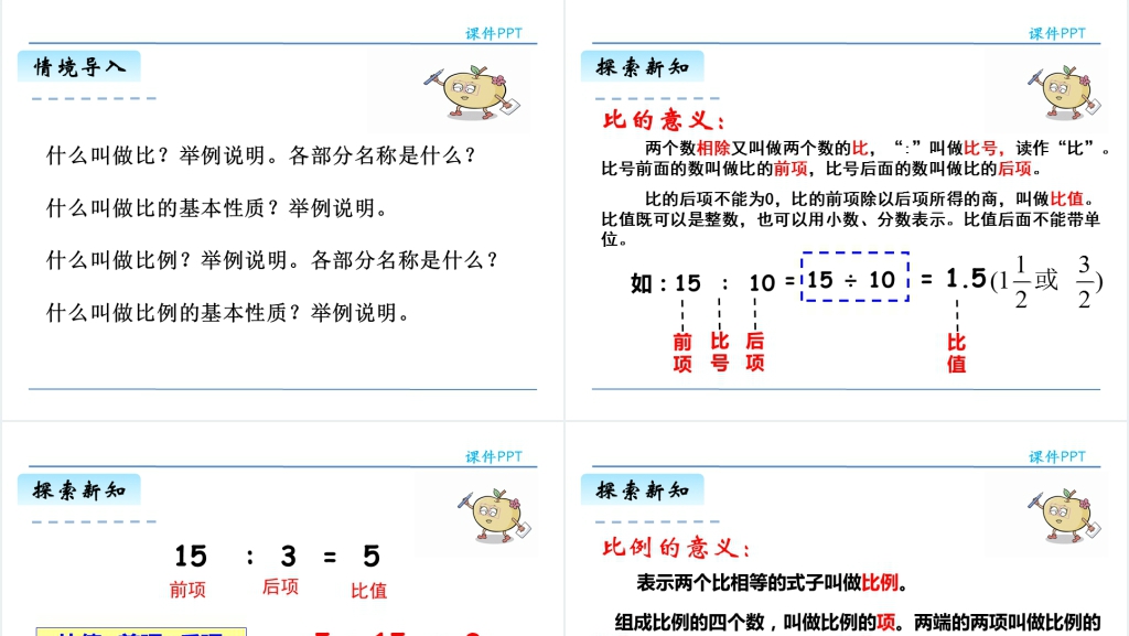 人教版六年级数学下册数与代数比和比例PPT课件 人教版六年级数学下册数与代数比和比例PPT课件