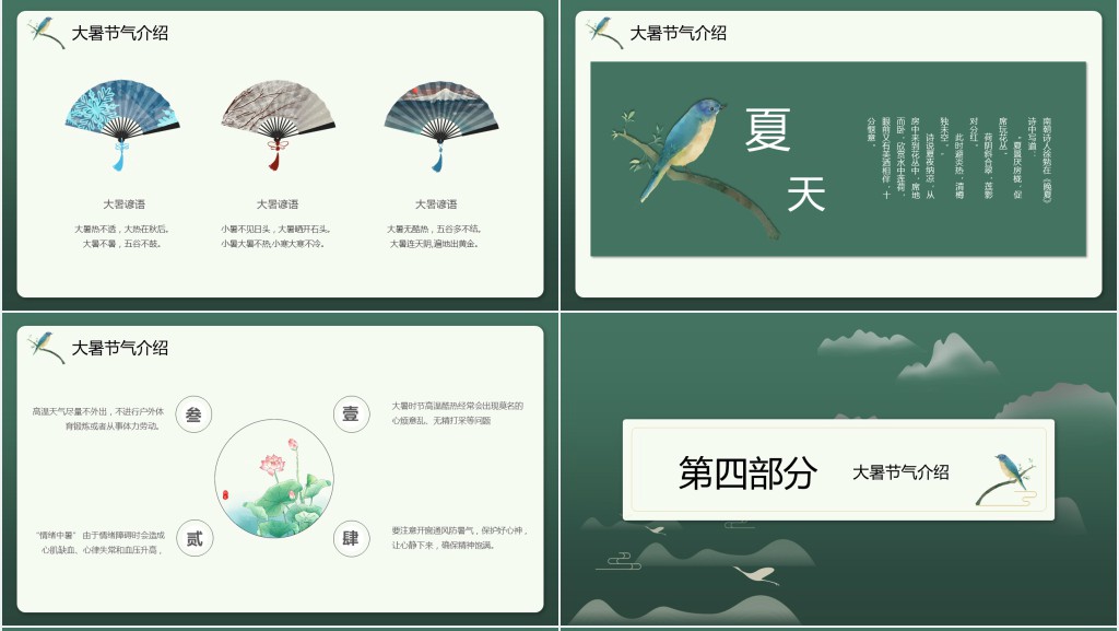 中国风大暑介绍节气PPT模板
