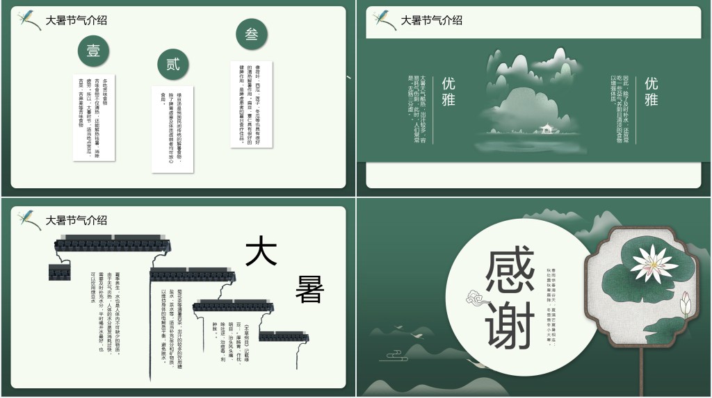 中国风大暑介绍节气PPT模板