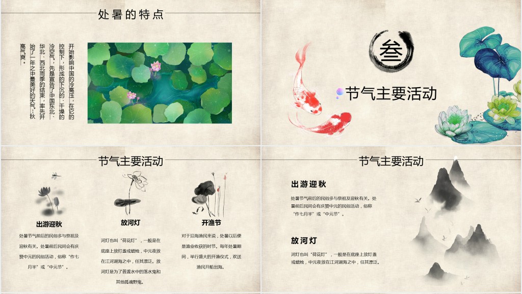 处暑的民俗活动介绍PPT模板