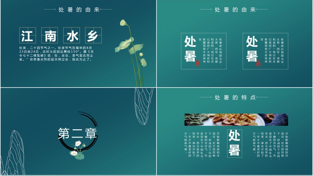 处暑节气文字介绍PPT模板 处暑节气文字介绍PPT模板