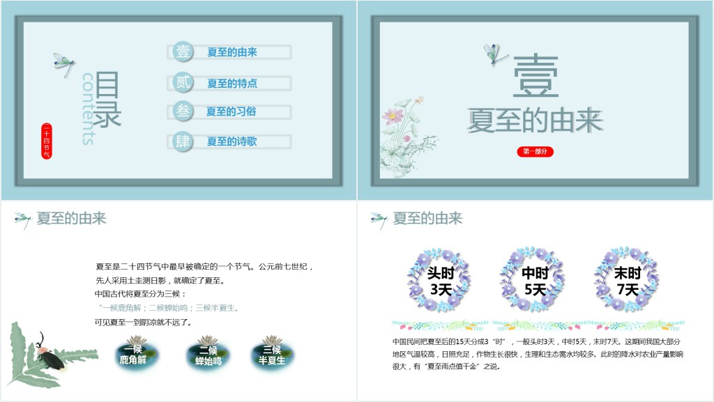 夏至节气宣传和介绍PPT模板