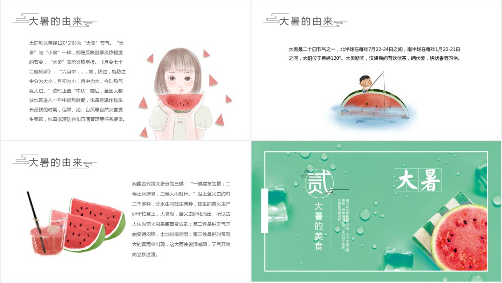 二十四节气大暑详细介绍PPT模板 二十四节气大暑详细介绍PPT模板
