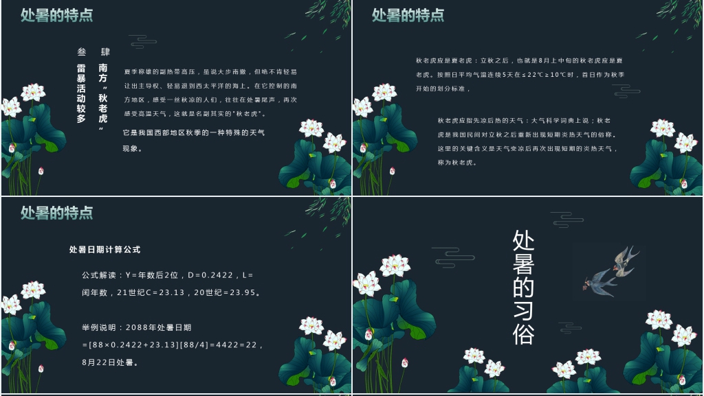 24节气处暑的由来PPT模板 24节气处暑的由来PPT模板