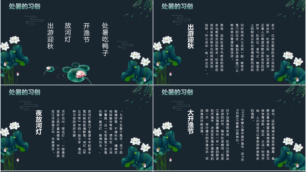 24节气处暑的由来PPT模板 24节气处暑的由来PPT模板