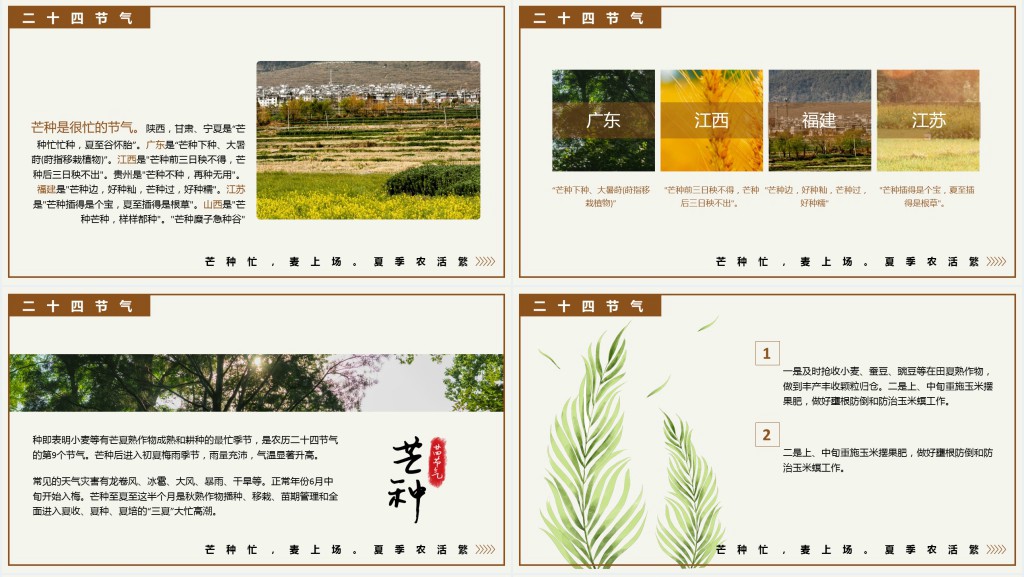 芒种节气的古诗诗歌PPT模板 芒种节气的古诗诗歌PPT模板