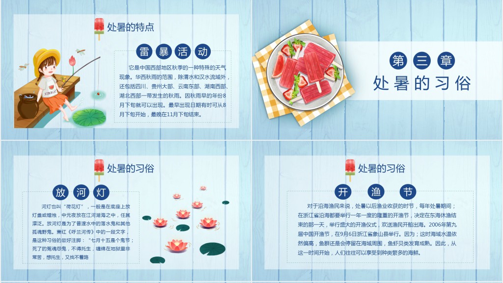 处暑节气的图片和文字介绍PPT模板 处暑节气的图片和文字介绍PPT模板