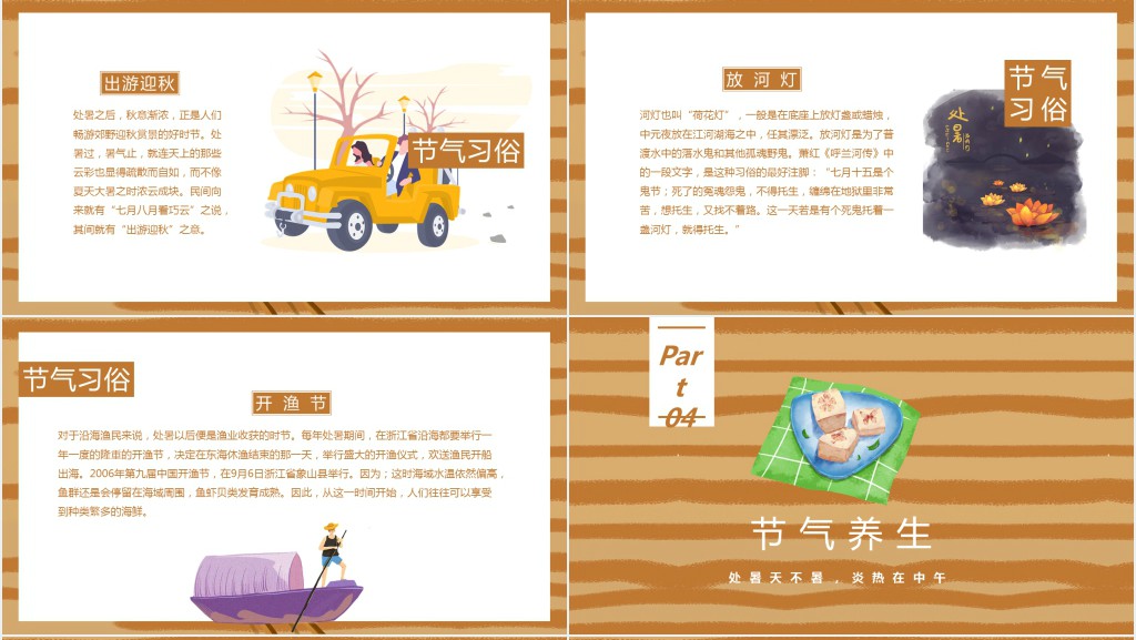 处暑节气介绍及节气习俗PPT模板