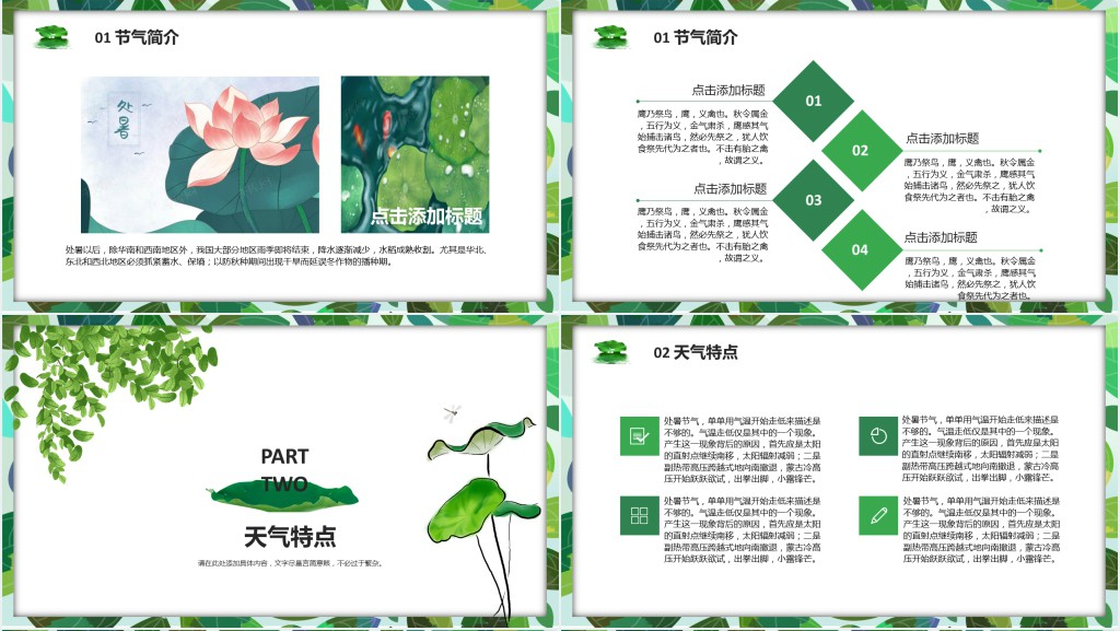 处暑节气详细介绍PPT模板 处暑节气详细介绍PPT模板