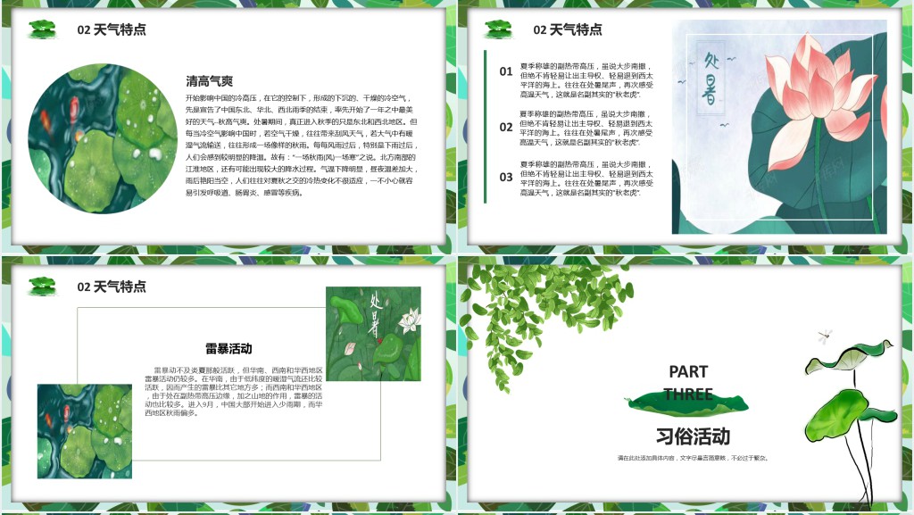 处暑节气详细介绍PPT模板 处暑节气详细介绍PPT模板