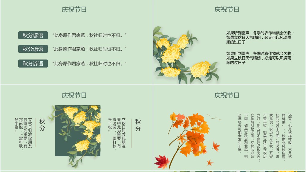 秋分节气由来习俗PPT模板 秋分节气由来习俗PPT模板
