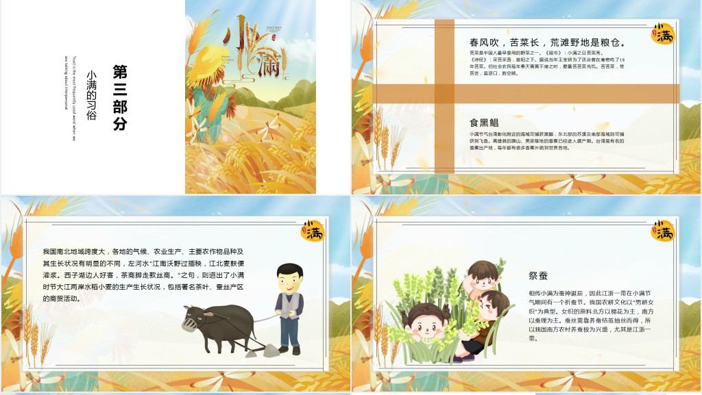 黄色小满节气讲解PPT模板 黄色小满节气讲解PPT模板