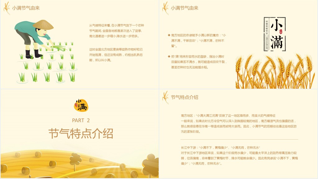 卡通版小满节气介绍PPT模板 卡通版小满节气介绍PPT模板