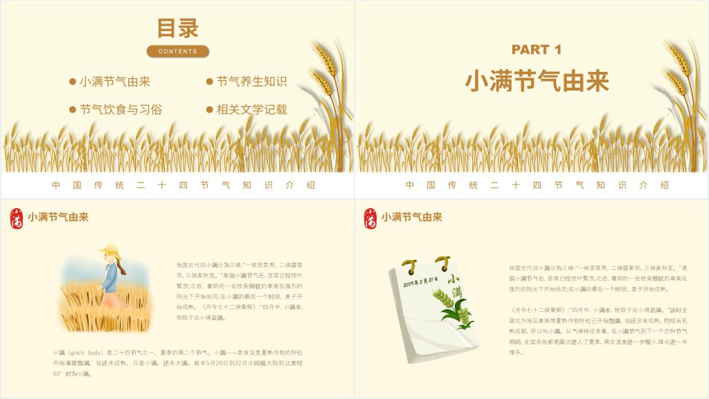 小满节气详细介绍PPT模板