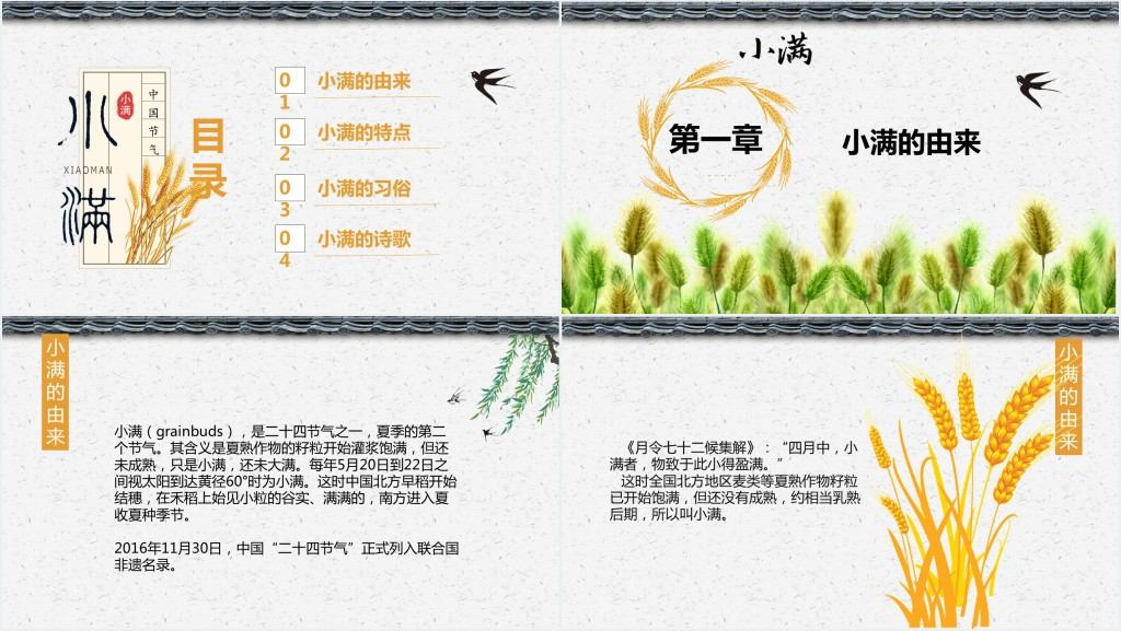 传统节气小满介绍PPT模板 传统节气小满介绍PPT模板
