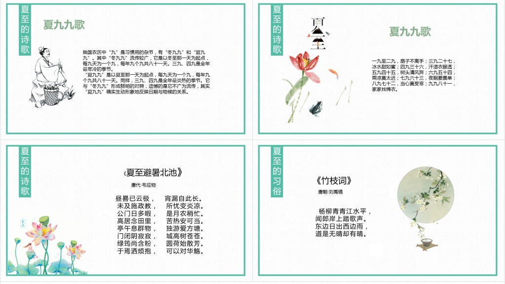 夏至节气的习俗介绍PPT模板 夏至节气的习俗介绍PPT模板