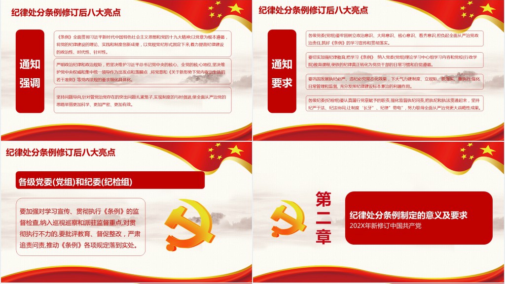 党政风中国共产党纪律处分条例新修订PPT模板 党政风中国共产党纪律处分条例新修订PPT模板
