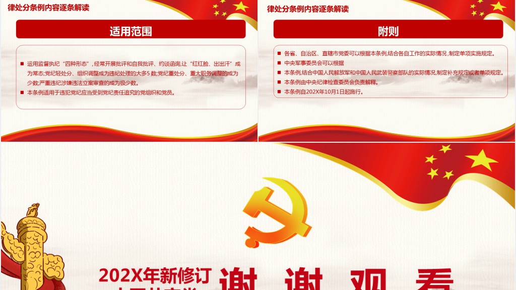 党政风中国共产党纪律处分条例新修订PPT模板 党政风中国共产党纪律处分条例新修订PPT模板