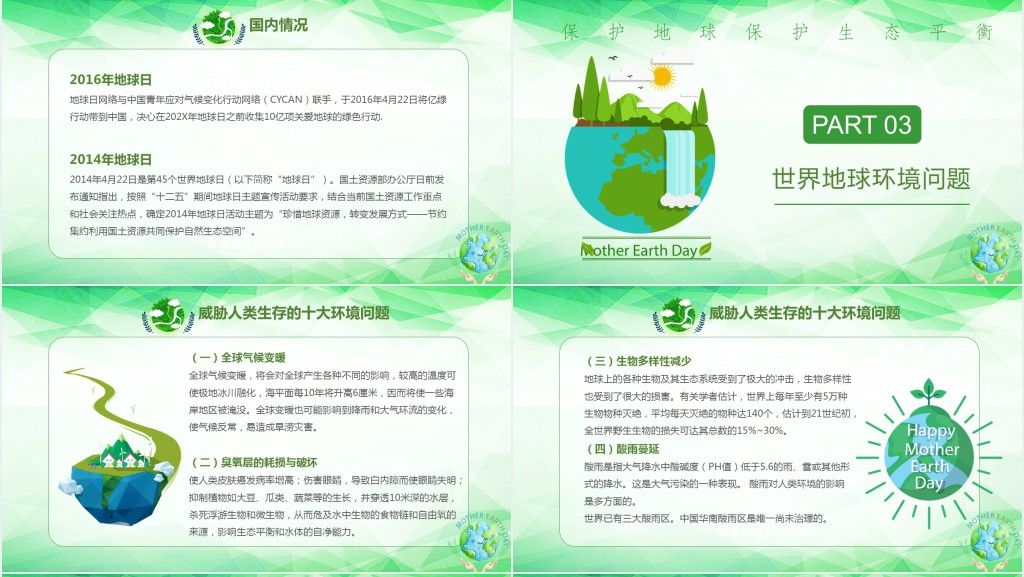 世界地球日生态文明保护PPT 世界地球日生态文明保护PPT