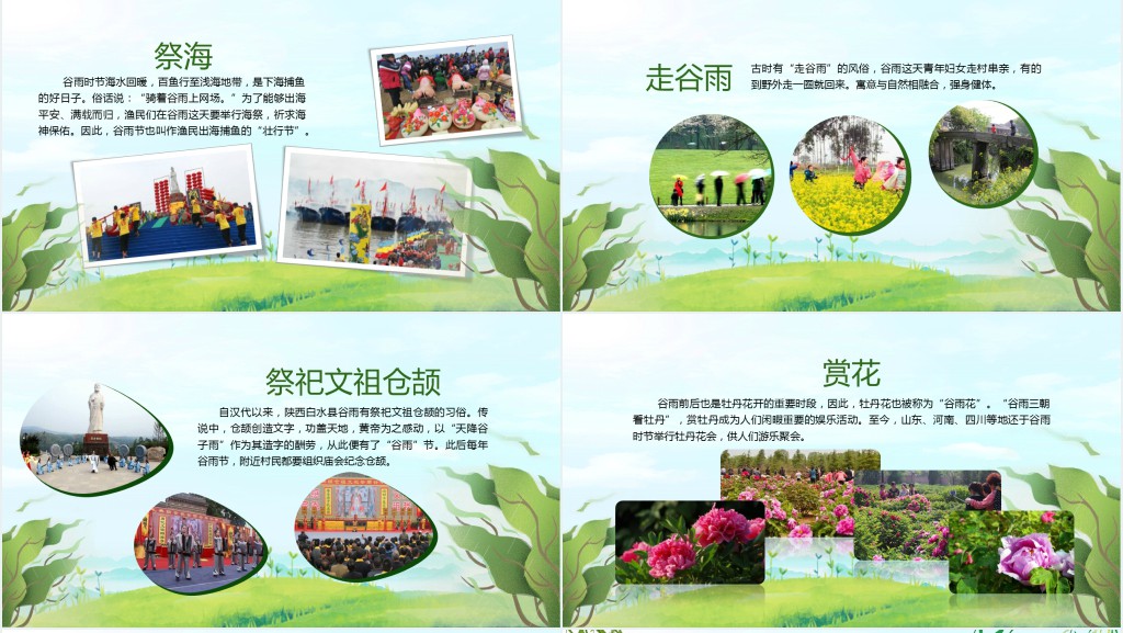 谷雨节气习俗特点PPT模板 谷雨节气习俗特点PPT模板