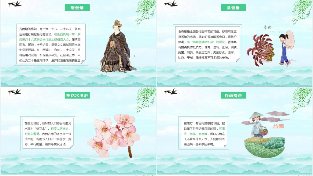 节气谷雨特征介绍PPT模板 节气谷雨特征介绍PPT模板