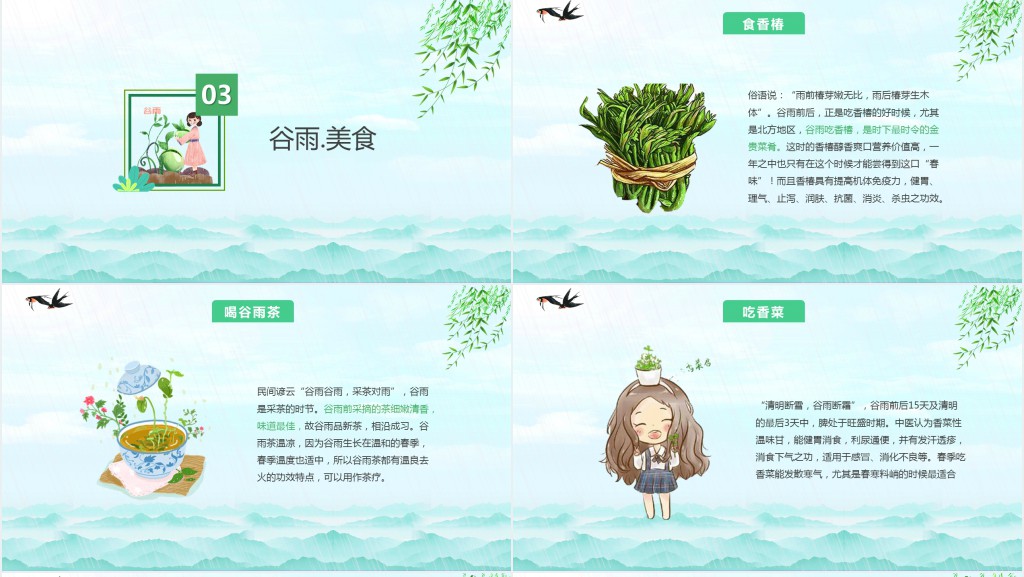 节气谷雨特征介绍PPT模板 节气谷雨特征介绍PPT模板