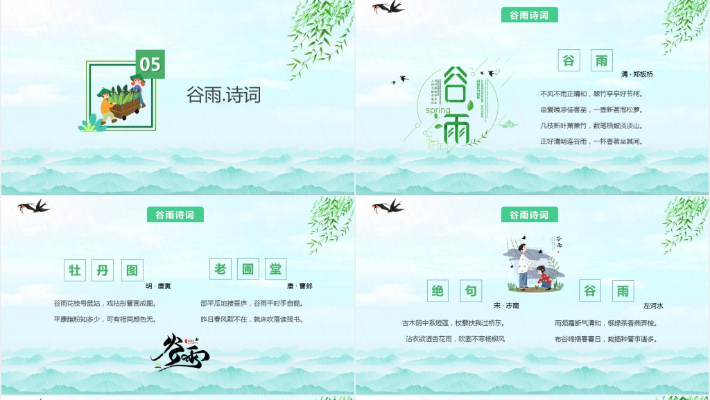 节气谷雨特征介绍PPT模板 节气谷雨特征介绍PPT模板
