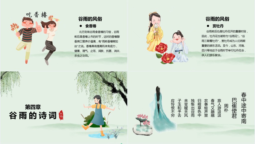 节气谷雨的来历与习俗PPT模板 节气谷雨的来历与习俗PPT模板