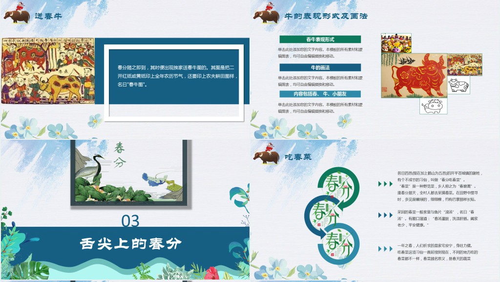 春分节气的由来和民俗PPT模板