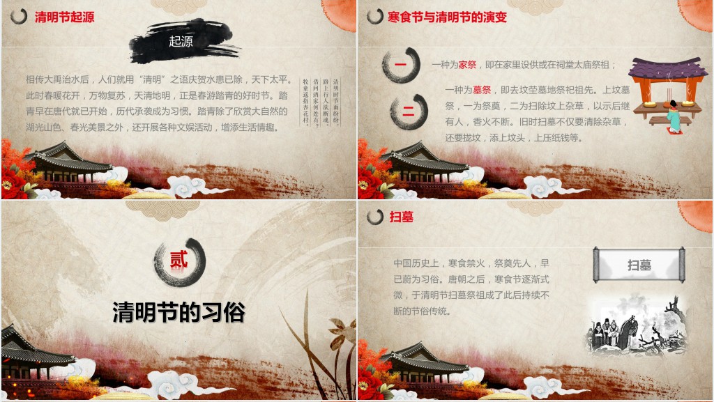 感怀清明节清明节思故人主题PPT模板 感怀清明节清明节思故人主题PPT模板