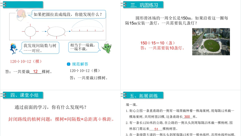 五年级上册数学广角植树问题(第二课时)PPT课件 五年级上册数学广角植树问题(第二课时)PPT课件