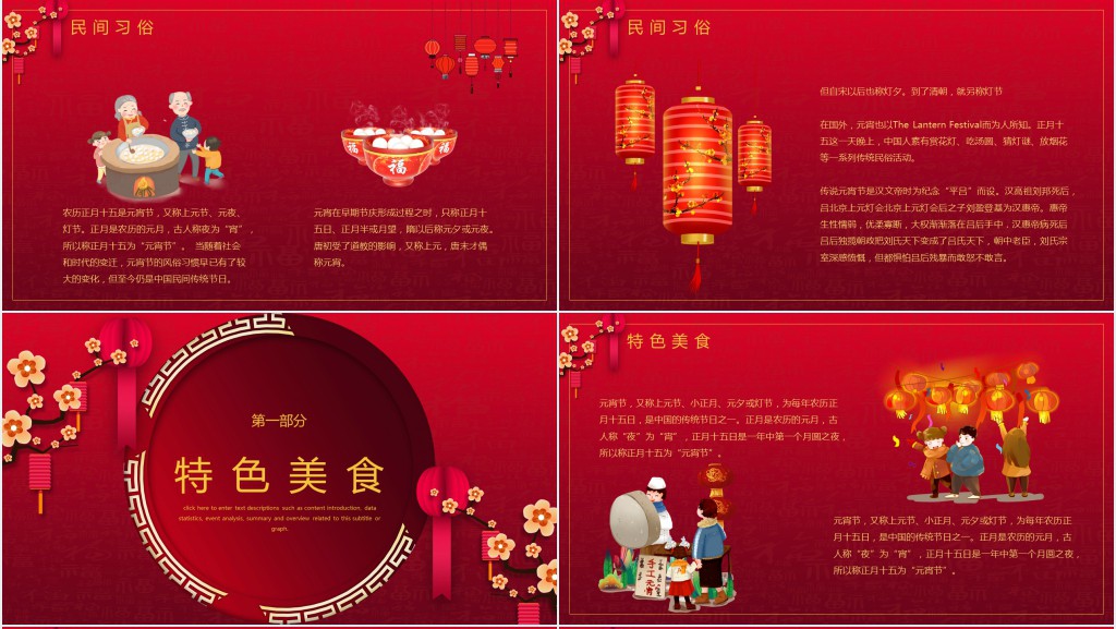 元宵节民间习俗习俗活动介绍PPT模板 元宵节民间习俗习俗活动介绍PPT模板