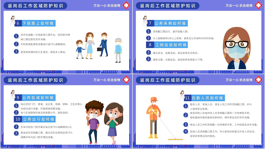 卡通风员工自我预防防护感染指南PPT课件