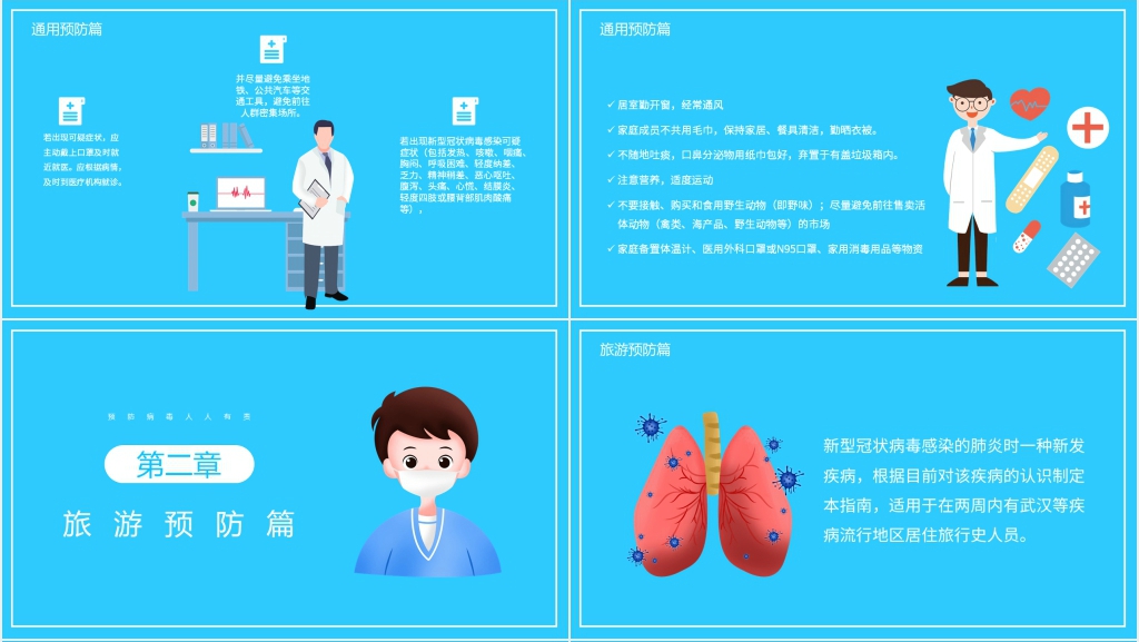 蓝色预防新型冠状病毒人人有责PPT模板 蓝色预防新型冠状病毒人人有责PPT模板