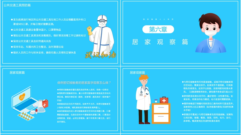 蓝色预防新型冠状病毒人人有责PPT模板 蓝色预防新型冠状病毒人人有责PPT模板