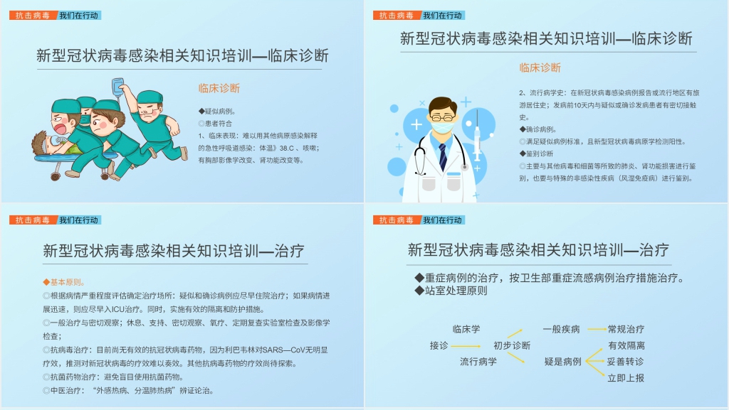 我们在行动以抗击疫情为主题的PPT模板 我们在行动以抗击疫情为主题的PPT模板