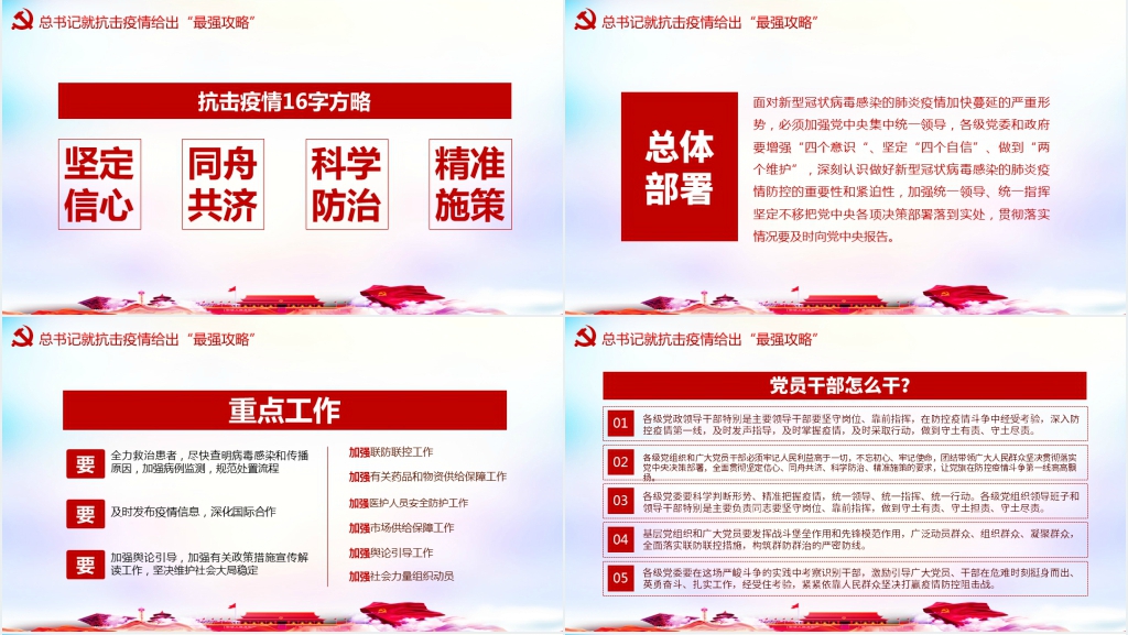 党政风守初心担使命打赢疫情防控狙击战PPT模板 党政风守初心担使命打赢疫情防控狙击战PPT模板
